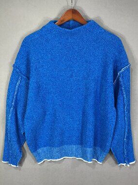 Leela & Lavender Sweater Women's Small / Medium Blue Pullover Reverse Seam LS